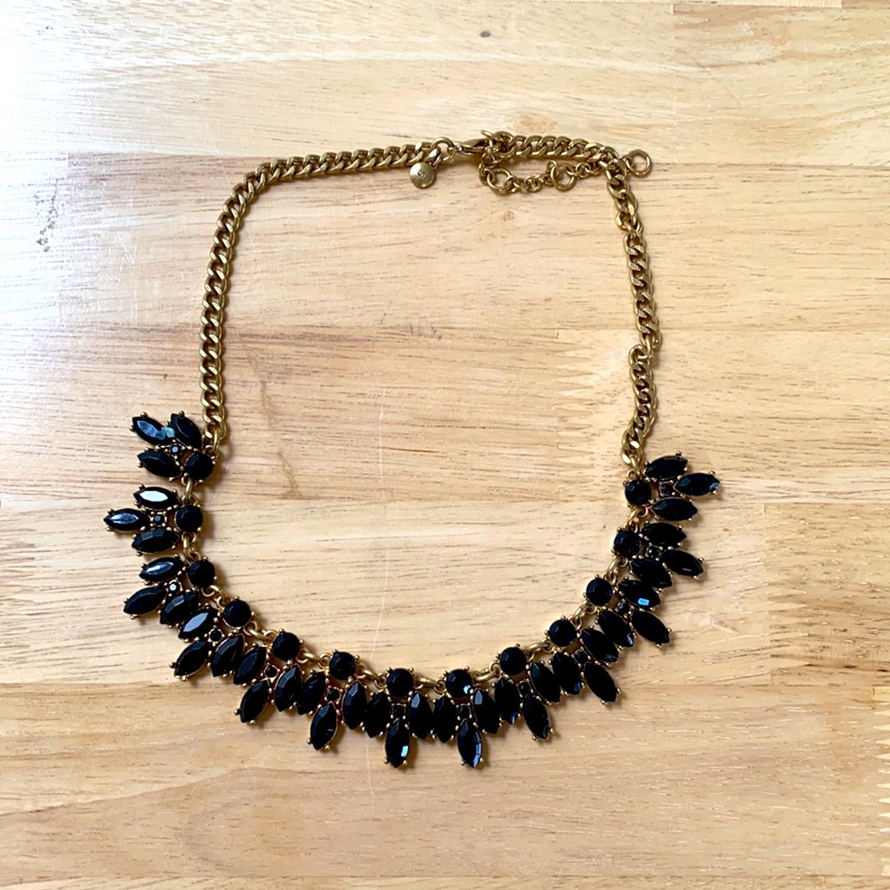 J Crew Black and Gold Statement Necklace